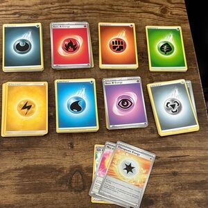 Pokemon Energy Trading Cards - Red, Green, Yellow, and More 173 cards